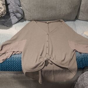 Listicle Textured Gray Knit Top